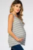 Heather Grey Striped Round Neck Maternity Tank Top sold by Pinkblush