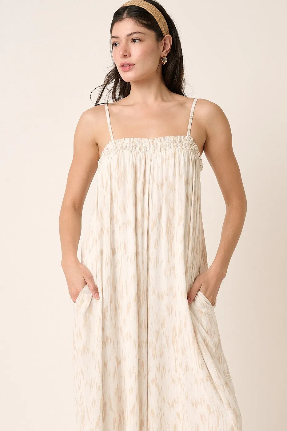 Taupe Printed Sleeveless Jumpsuit sold by Pinkblush product image thumbnail 4