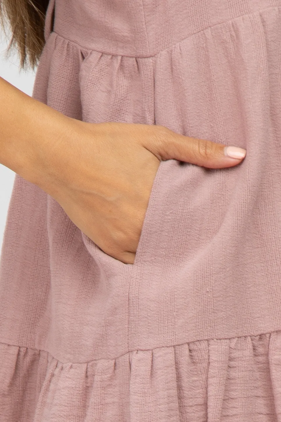 Mauve Tiered Maternity Mini Dress sold by Pinkblush product image thumbnail 5