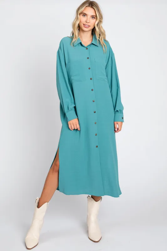 Jade Button Down Collared Maxi Dress sold by Pinkblush