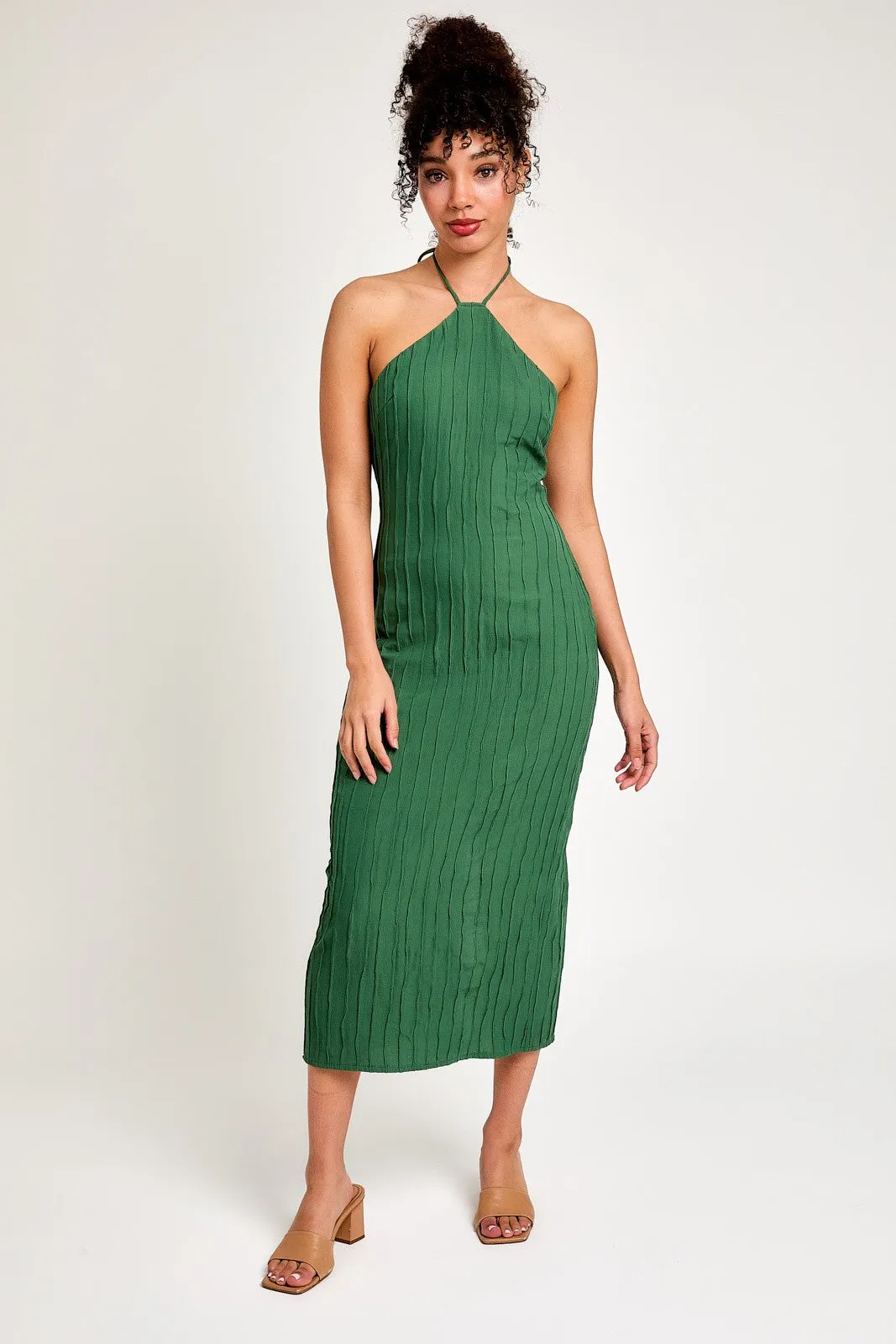 Green Halter Neck Midi Dress sold by Pinkblush
