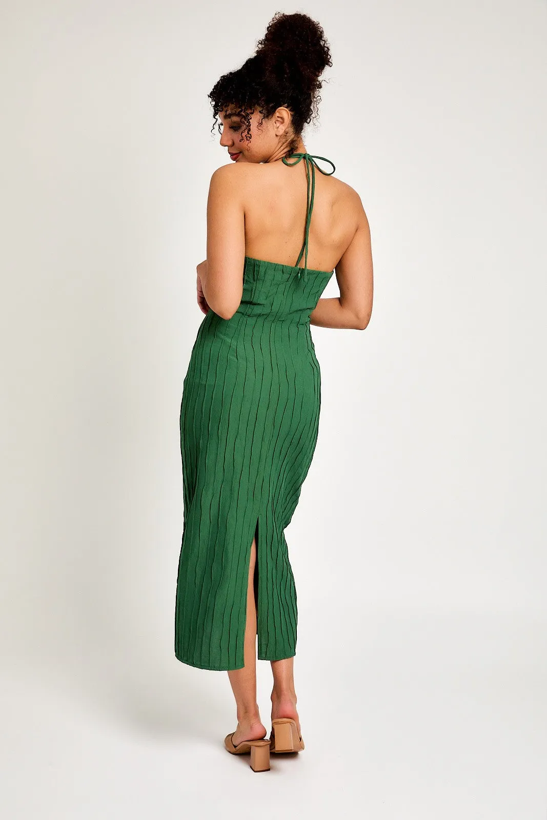 Green Halter Neck Midi Dress sold by Pinkblush product image thumbnail 3
