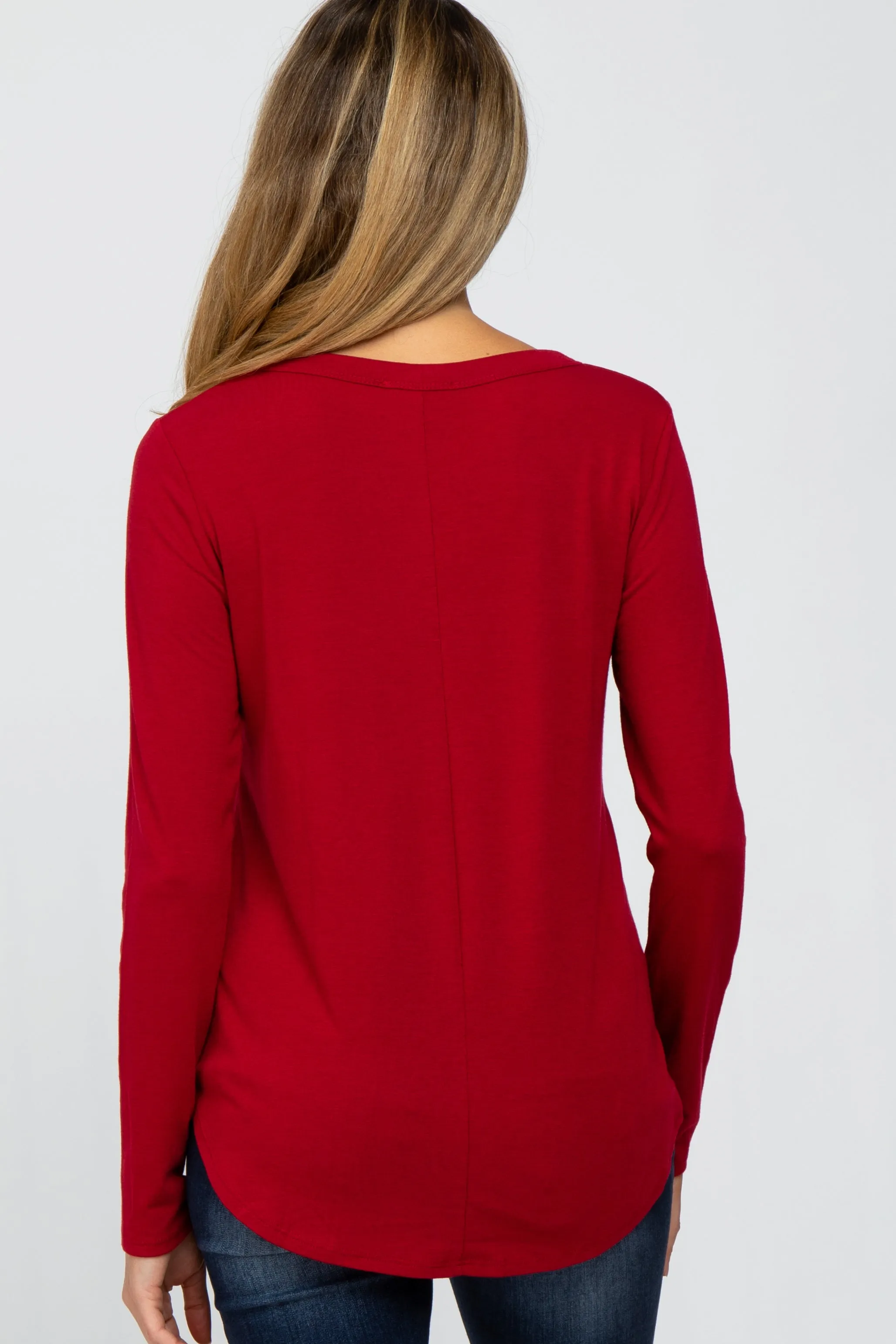 Red Basic Maternity Long Sleeve Top sold by Pinkblush product image thumbnail 3