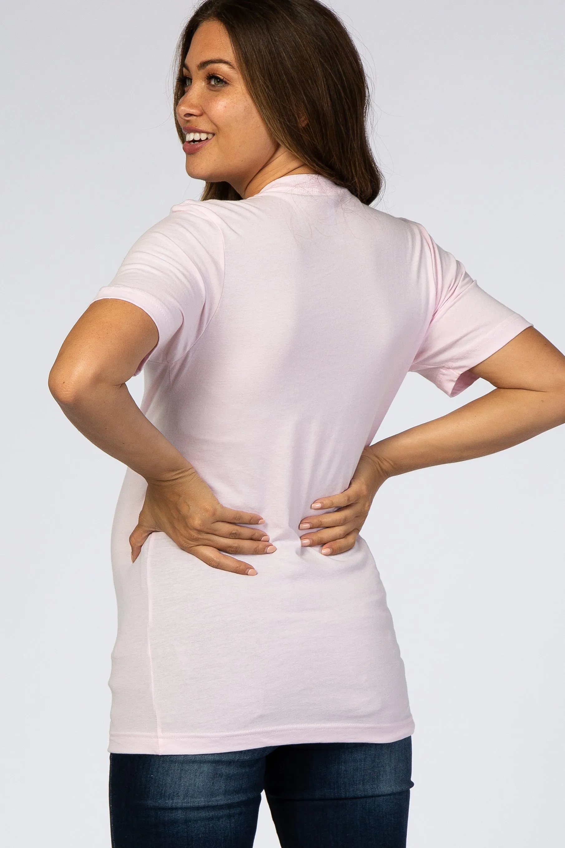 Light Pink Mama Short Sleeve Maternity Top sold by Pinkblush product image thumbnail 3