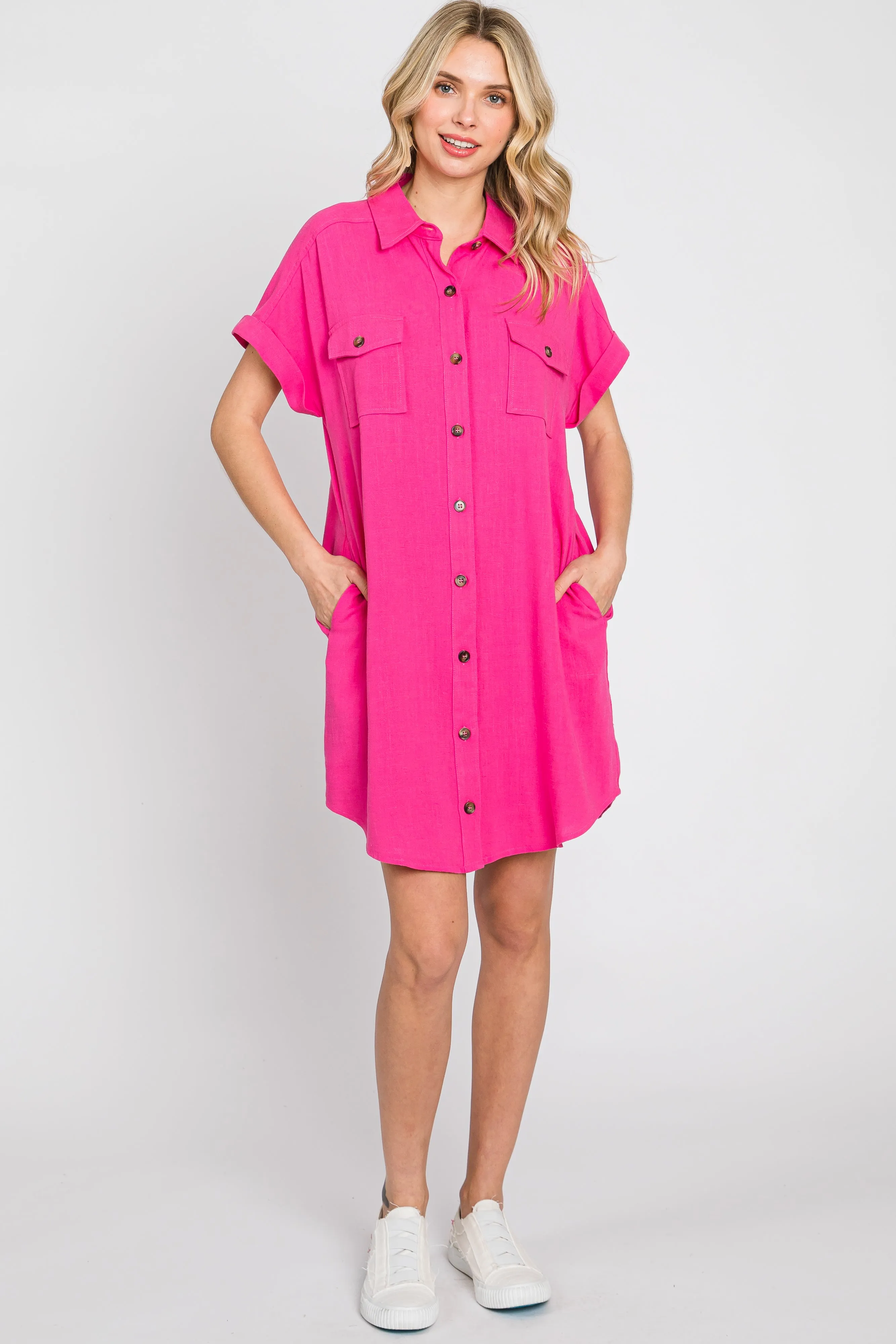 Fuchsia Button Down Dress sold by Pinkblush product image thumbnail 4