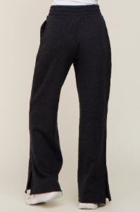 Black Soft Wide Leg Side Slit Sweatpants sold by Pinkblush