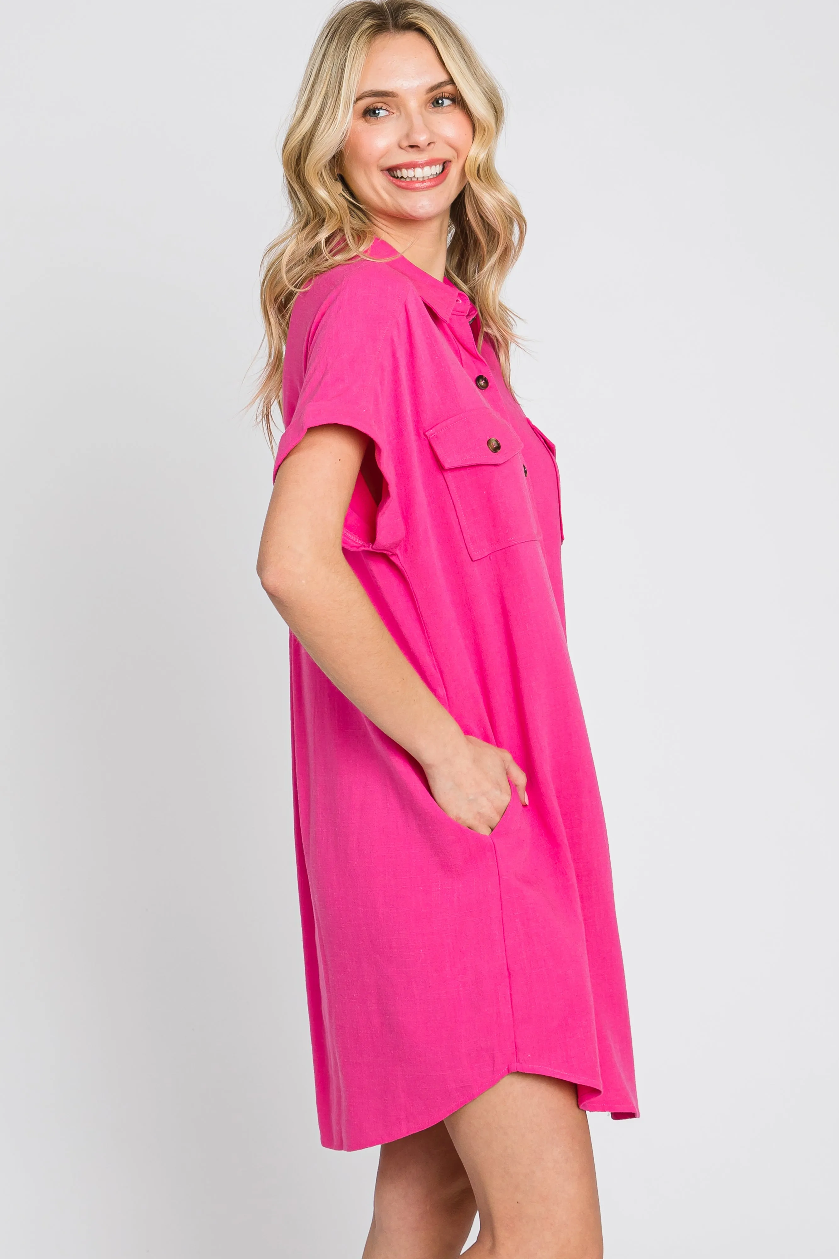 Fuchsia Button Down Dress sold by Pinkblush product image thumbnail 2