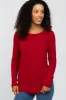 Red Basic Maternity Long Sleeve Top sold by Pinkblush