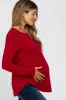 Red Basic Maternity Long Sleeve Top sold by Pinkblush