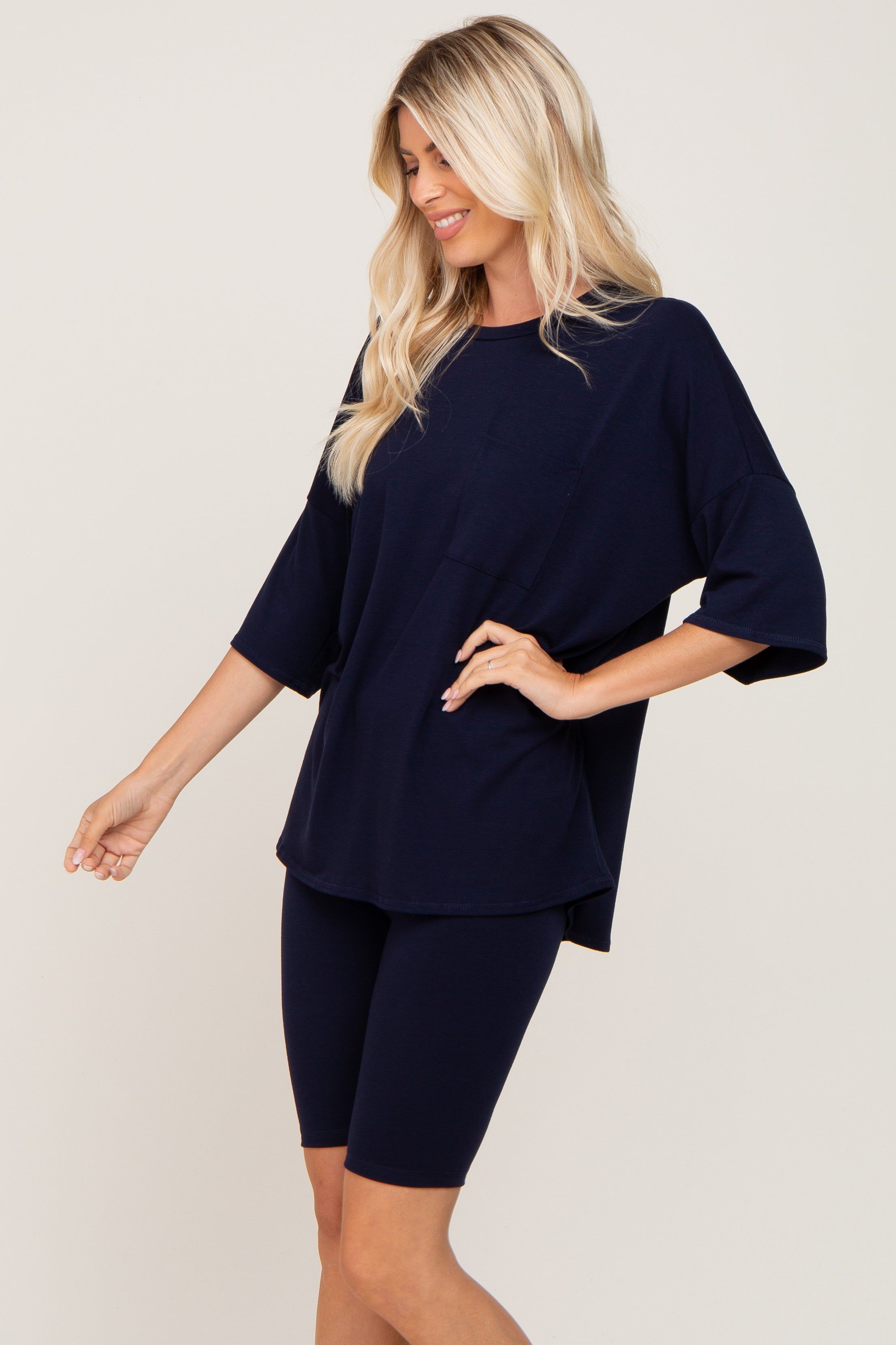 Navy Biker Short Sleep Set sold by Pinkblush product image thumbnail 2