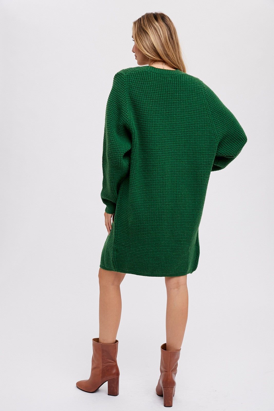 Forest Green Chunky Waffle Knit Cardigan sold by Pinkblush product image thumbnail 3