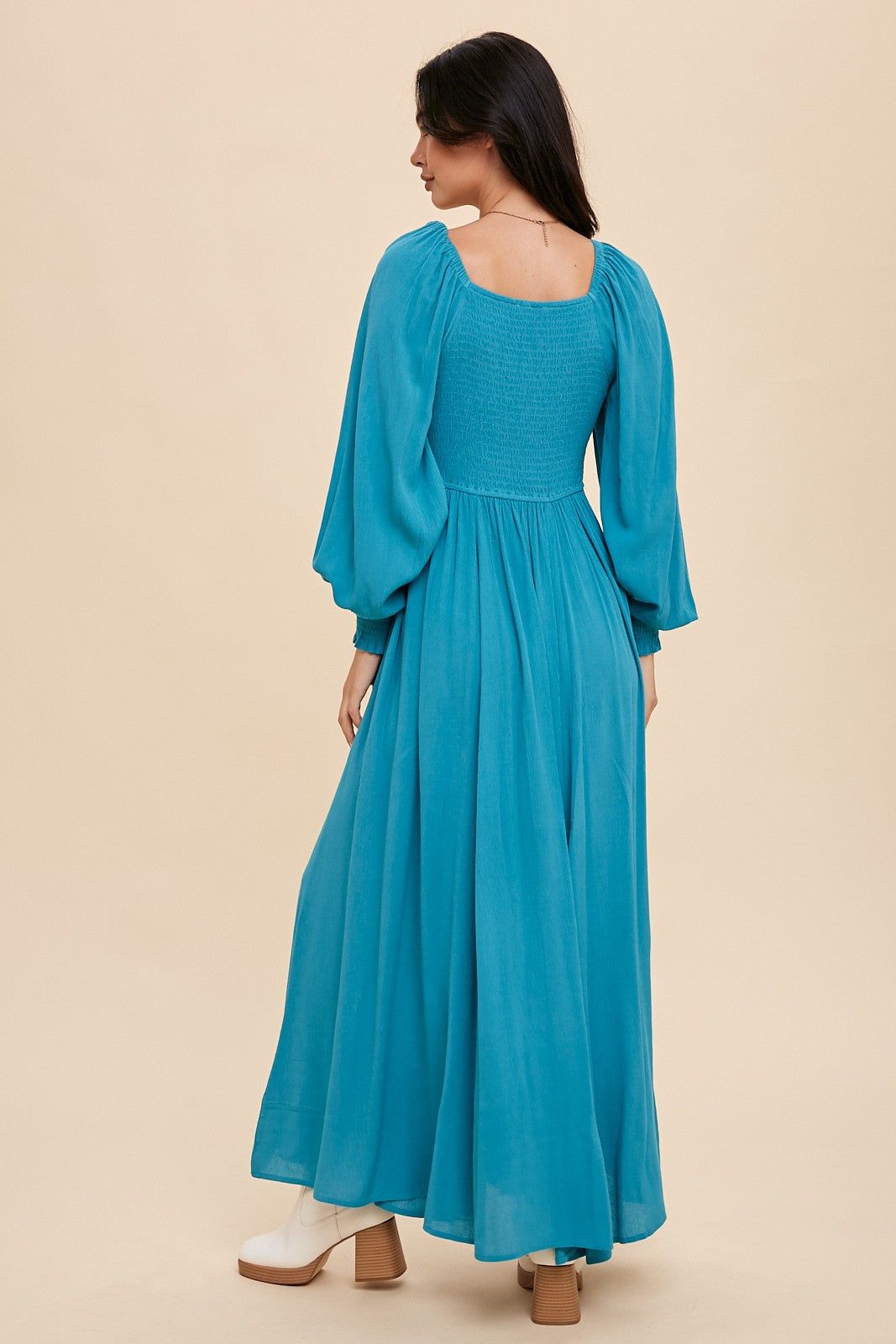 Teal Flared Maxi Dress sold by Pinkblush product image thumbnail 4