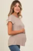 Mocha Basic Short Sleeve Maternity Top sold by Pinkblush