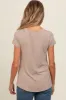 Mocha Basic Short Sleeve Maternity Top sold by Pinkblush