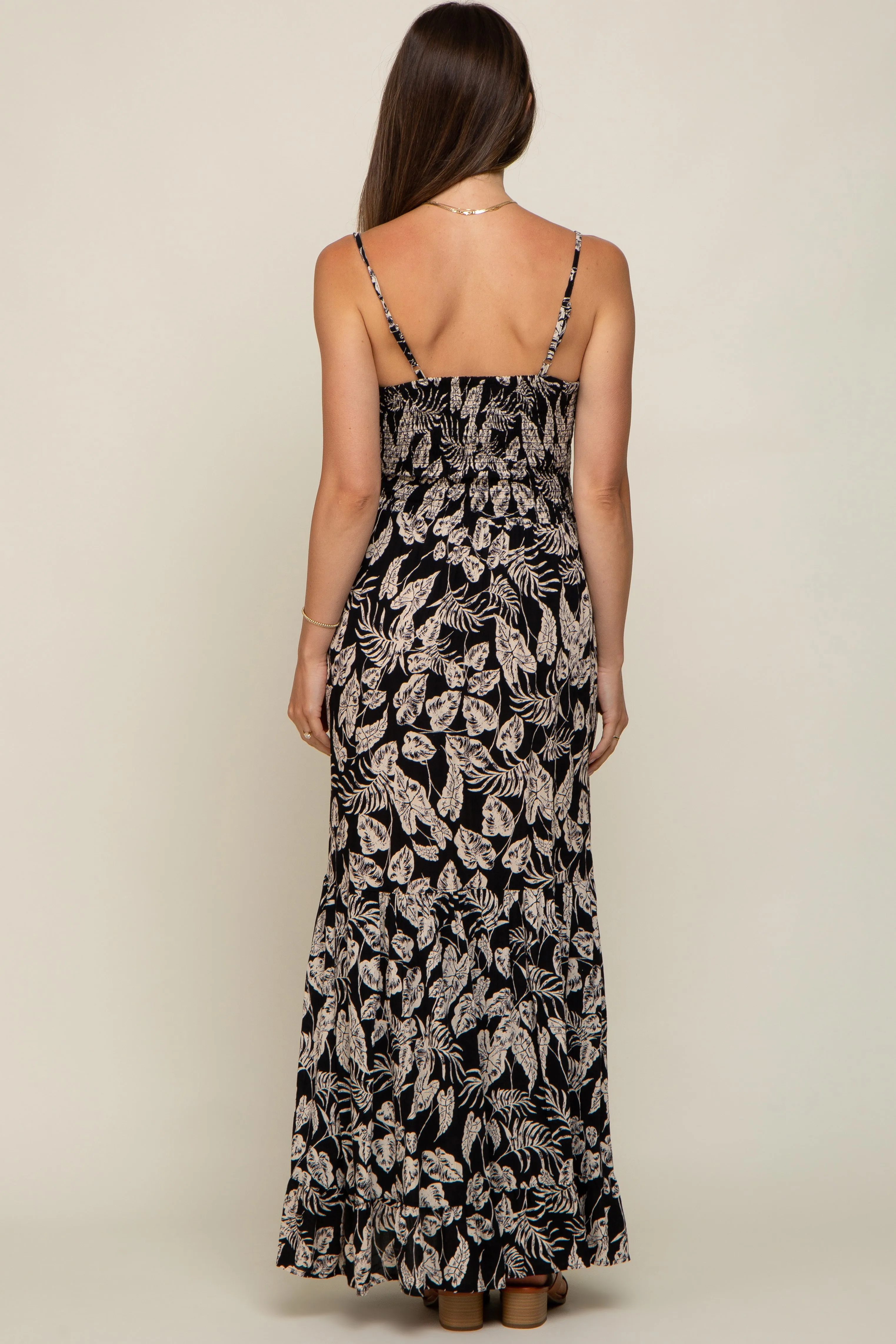 Black Palm Print Front Twist Maternity Maxi Dress sold by Pinkblush product image thumbnail 4