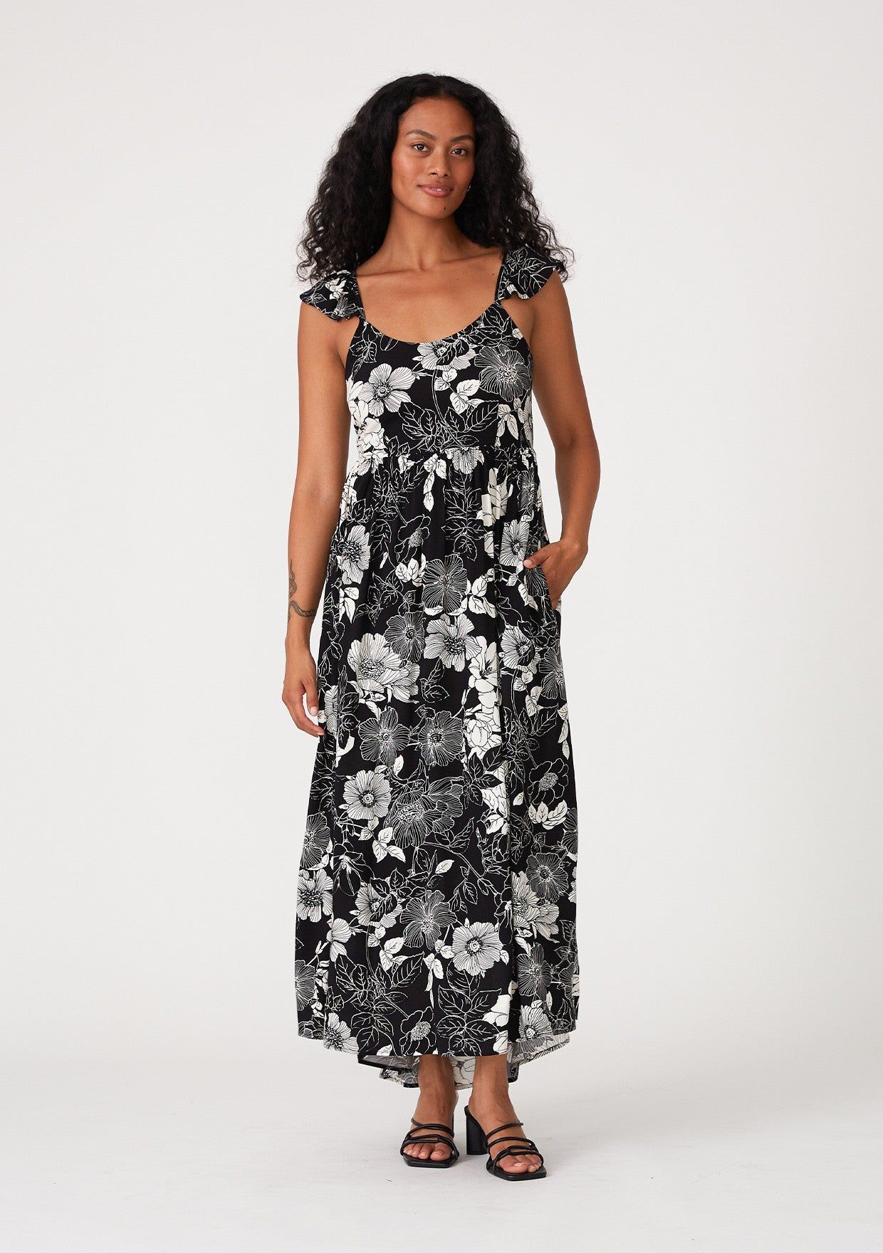 Black Floral Back Tie Maternity Maxi Dress sold by Pinkblush product image thumbnail 4