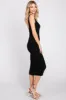 Black Ribbed Sweetheart Neck Midi Dress sold by Pinkblush