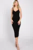 Black Ribbed Sweetheart Neck Midi Dress sold by Pinkblush