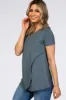 Dark Teal Layered Wrap Front Nursing Top sold by Pinkblush