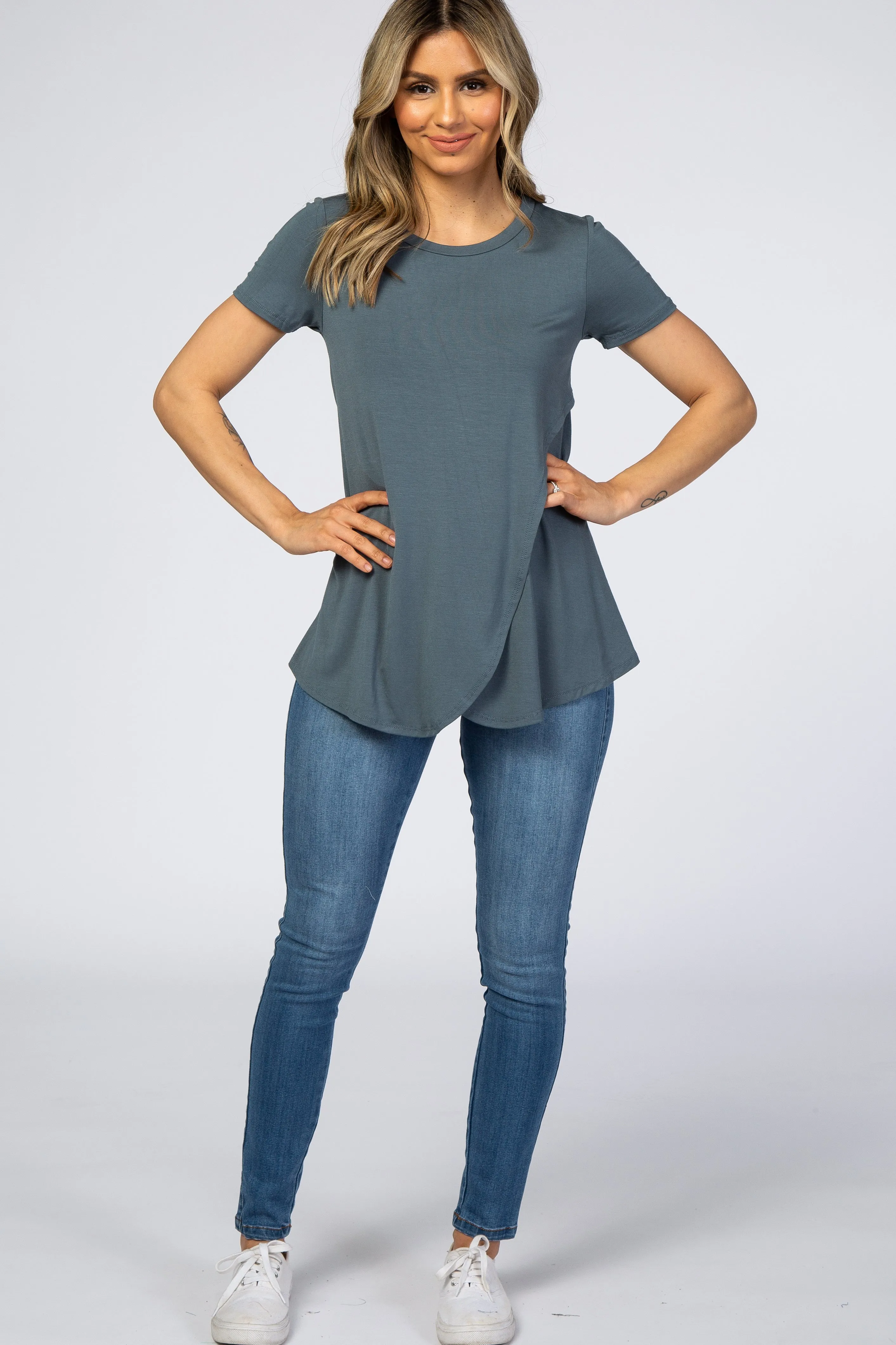 Dark Teal Layered Wrap Front Nursing Top sold by Pinkblush product image thumbnail 5