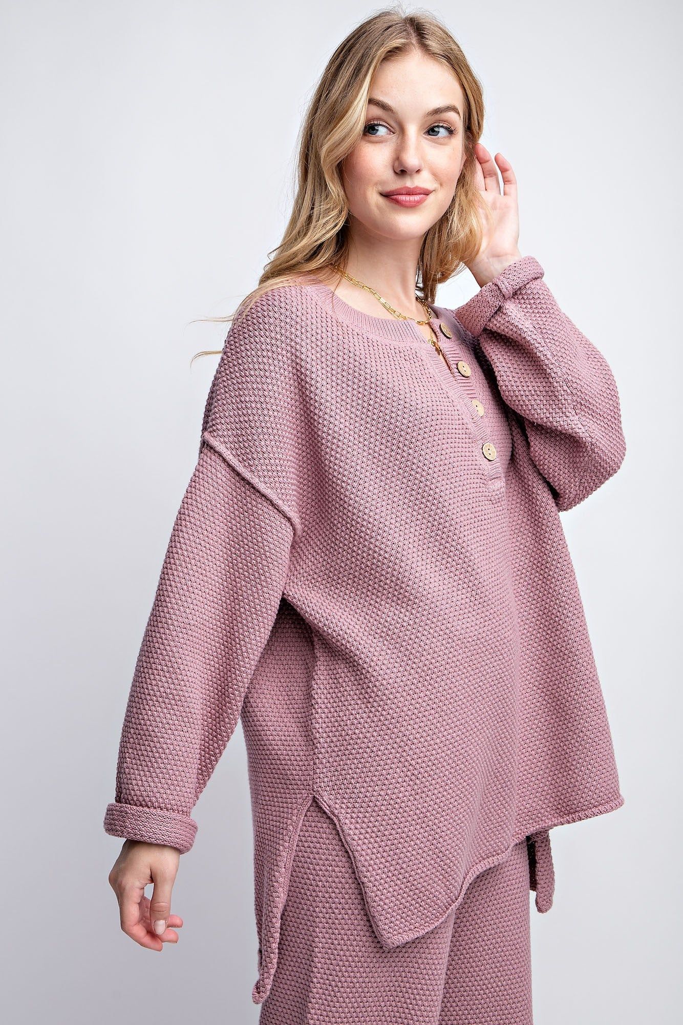 Lilac Comfy Waffle Knitting Pullover sold by Pinkblush product image thumbnail 2