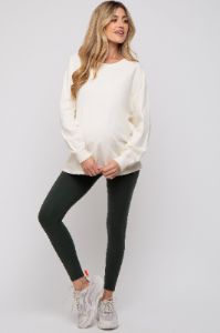 Cream Oversized Long Sleeve Maternity Top sold by Pinkblush