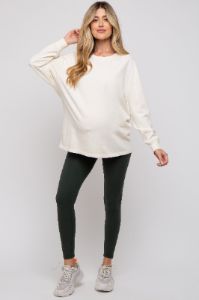 Cream Oversized Long Sleeve Maternity Top sold by Pinkblush