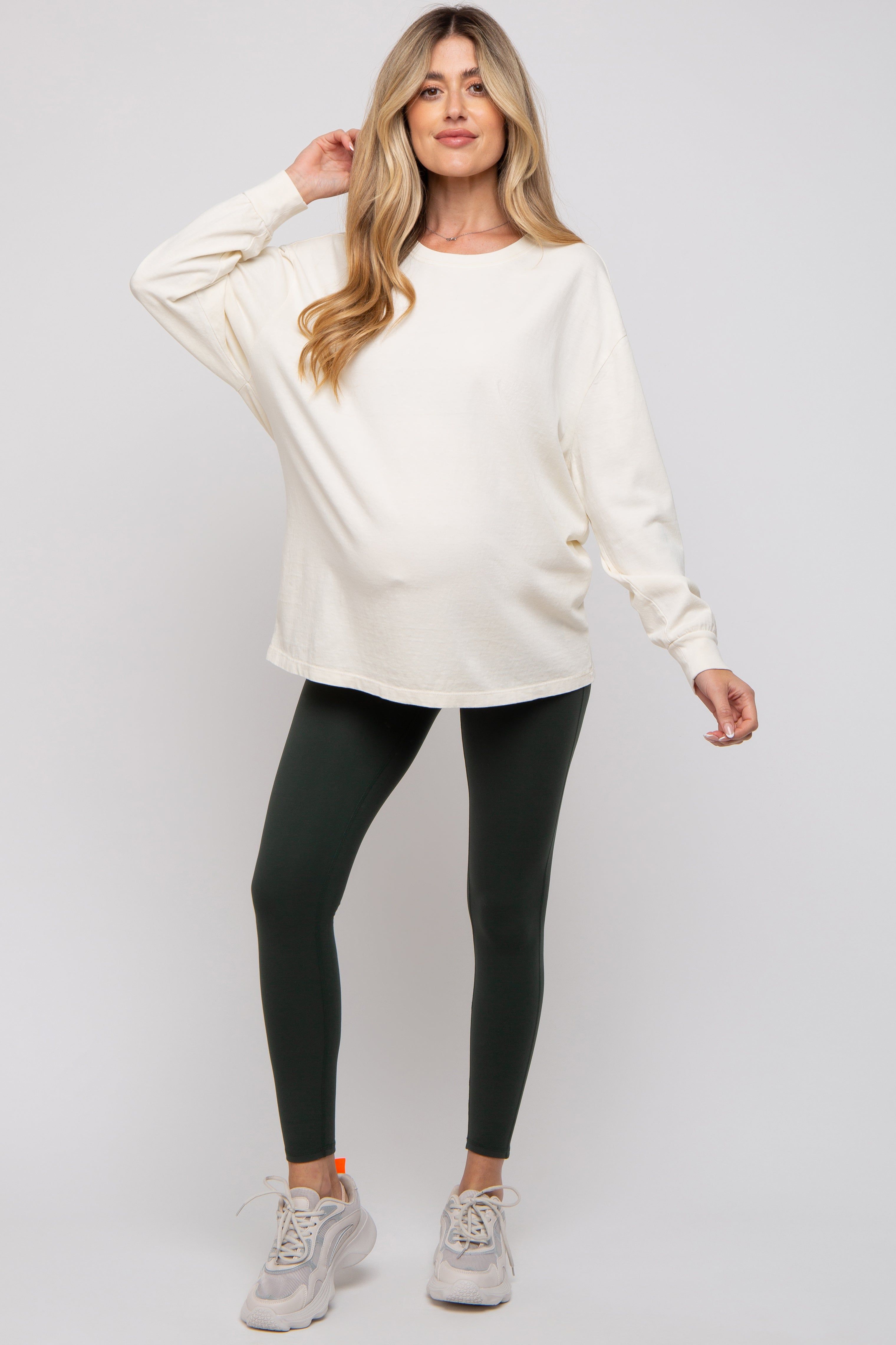 Cream Oversized Long Sleeve Maternity Top sold by Pinkblush product image thumbnail 5