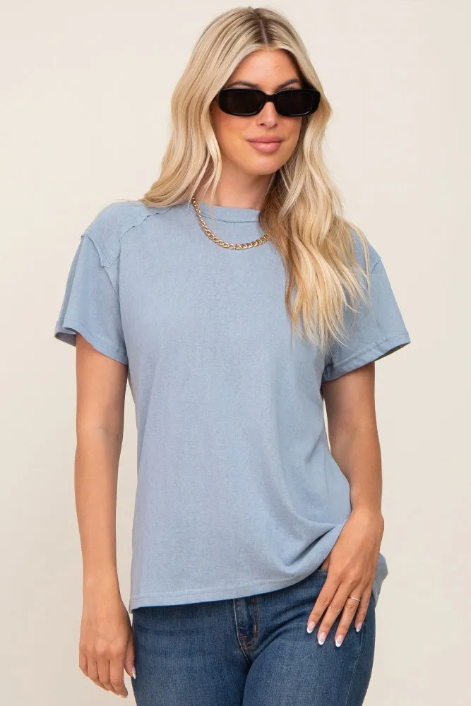 Light Blue Raw Hem Maternity Tee sold by Pinkblush product image thumbnail 5