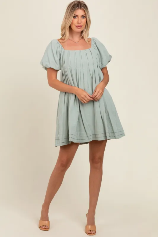 Light Olive Puff Sleeve Layered Hem Dress sold by Pinkblush