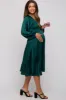 Forest Green Satin Smocked and Pleated Maternity Midi Dress sold by Pinkblush