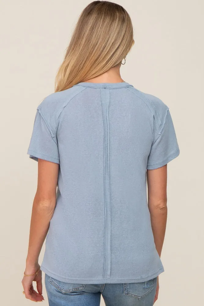 Light Blue Raw Hem Maternity Tee sold by Pinkblush product image thumbnail 3