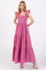Mauve Sleeveless Smocked Tiered Maternity Maxi Dress sold by Pinkblush