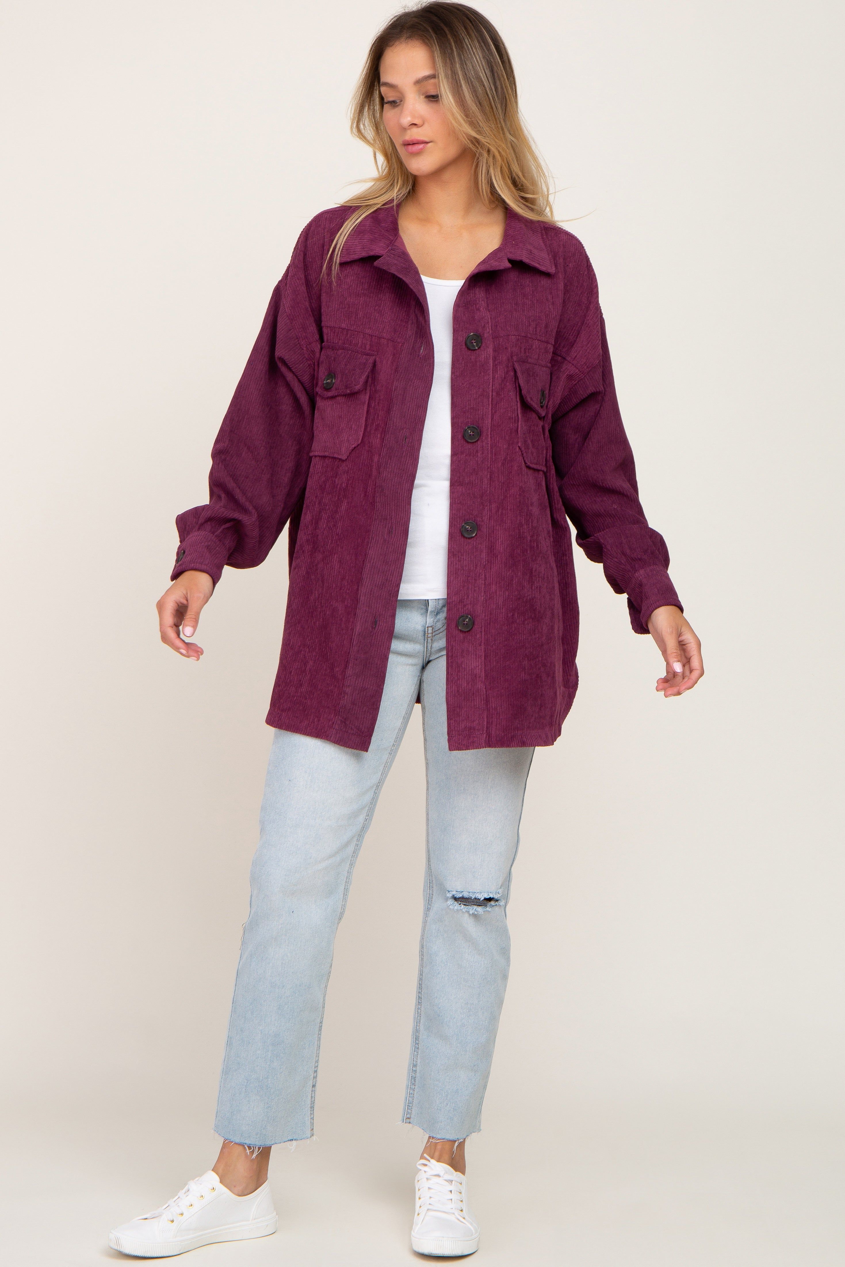 Purple Corduroy Shirt Jacket sold by Pinkblush product image thumbnail 4