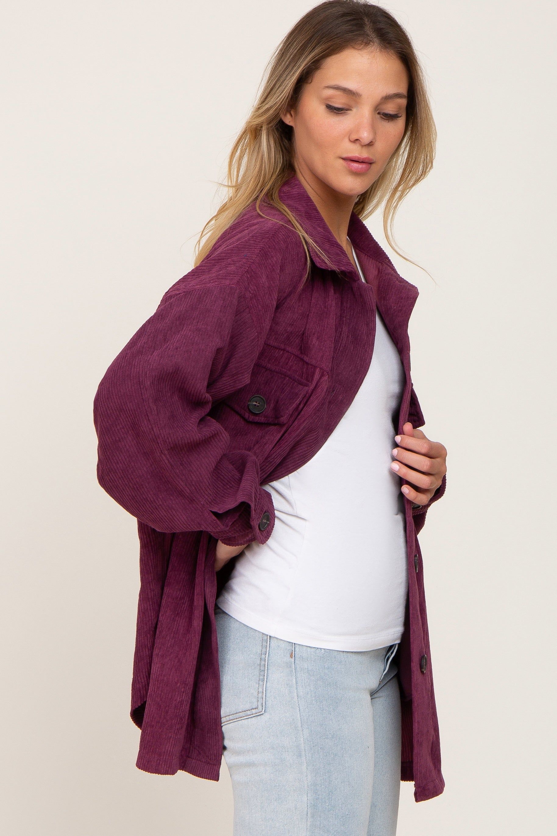 Purple Corduroy Shirt Jacket sold by Pinkblush product image thumbnail 2