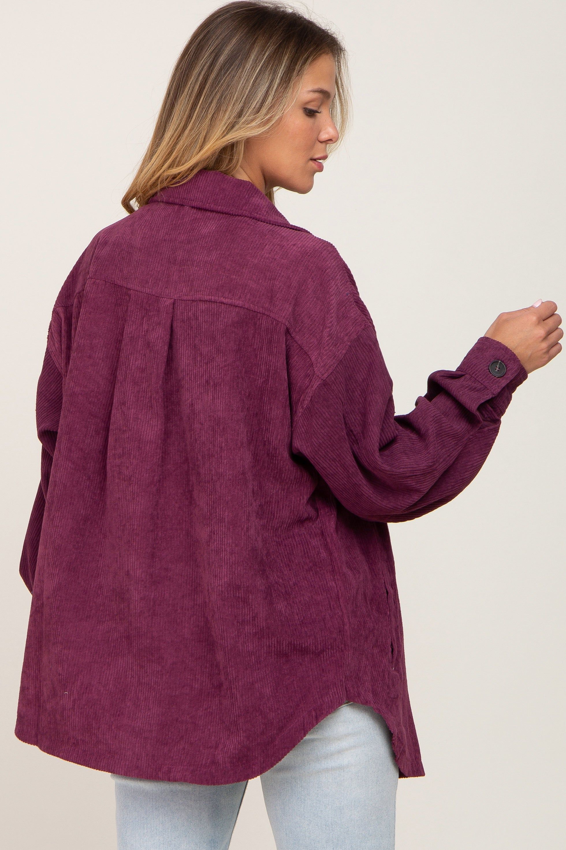 Purple Corduroy Shirt Jacket sold by Pinkblush product image thumbnail 3