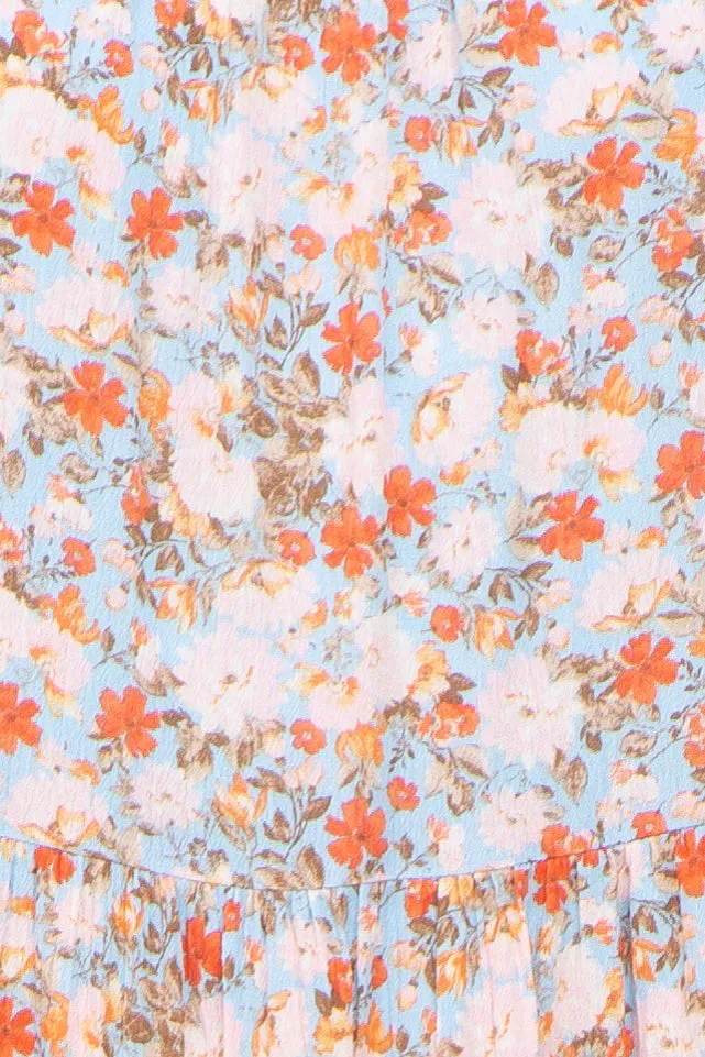 Light Blue Floral Halter Tiered Dress sold by Pinkblush product image thumbnail 4