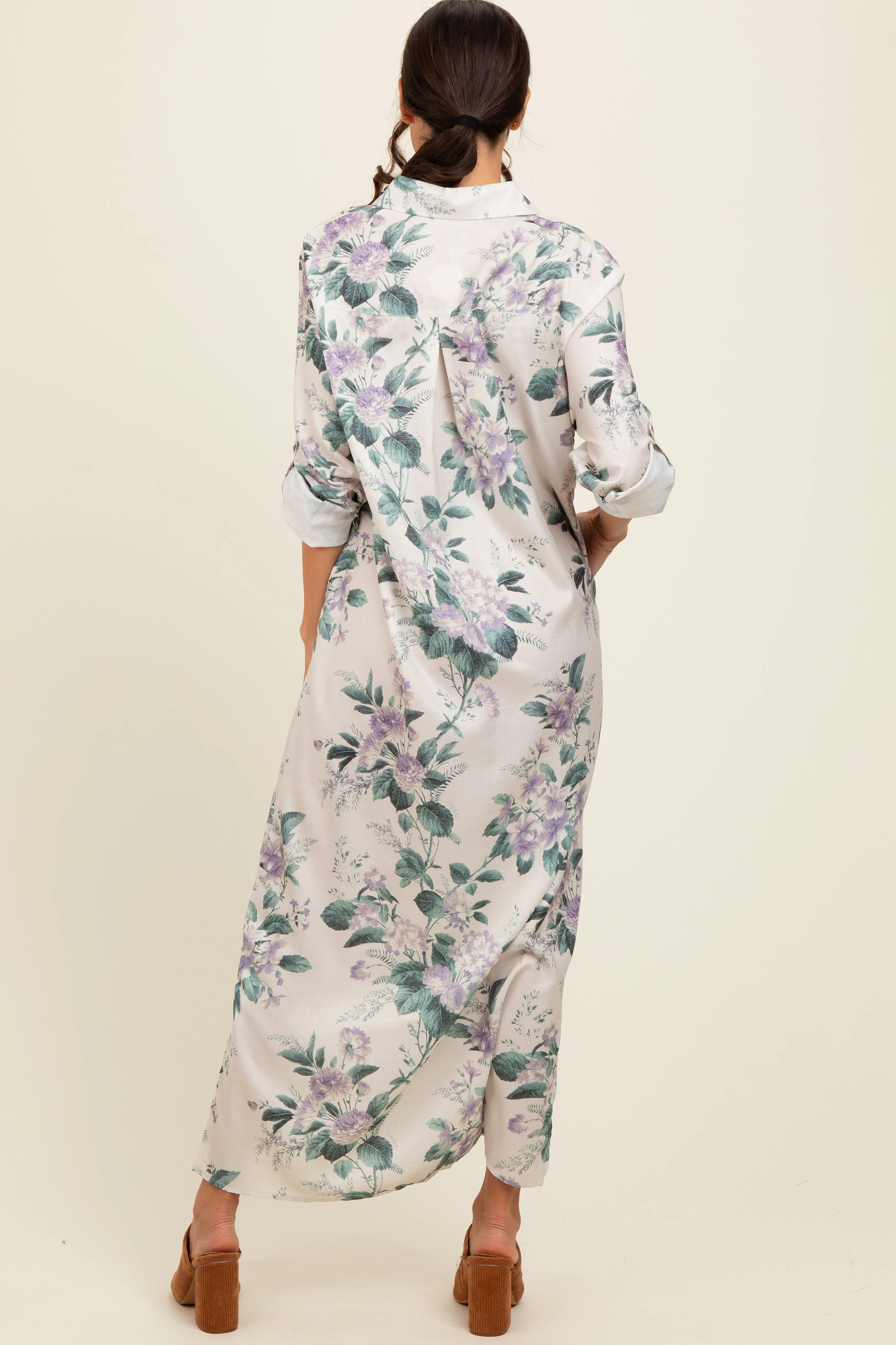 Lavender Floral Button Down Maxi Dress sold by Pinkblush product image thumbnail 3