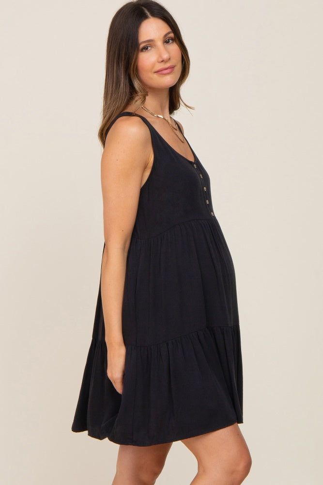 Black Sleeveless Tiered Maternity Dress sold by Pinkblush product image thumbnail 3