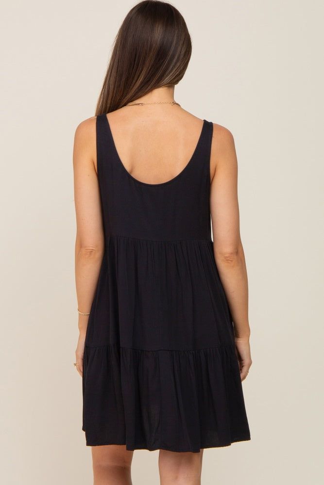 Black Sleeveless Tiered Maternity Dress sold by Pinkblush product image thumbnail 4