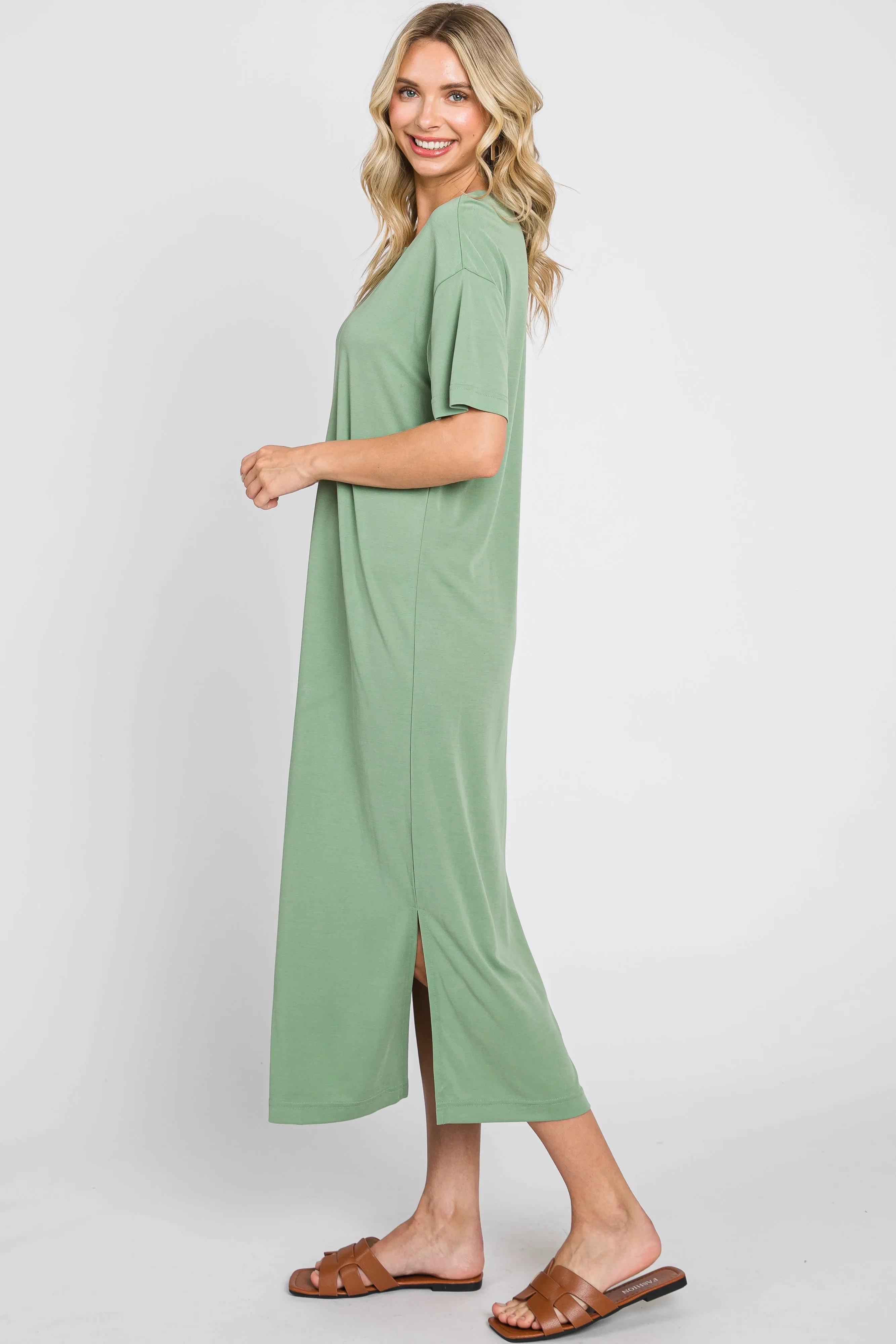 Green Shift Midi Dress sold by Pinkblush product image thumbnail 2