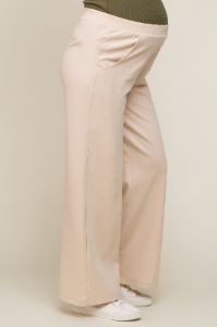 Beige Basic Wide Leg Maternity Lounge Pants sold by Pinkblush