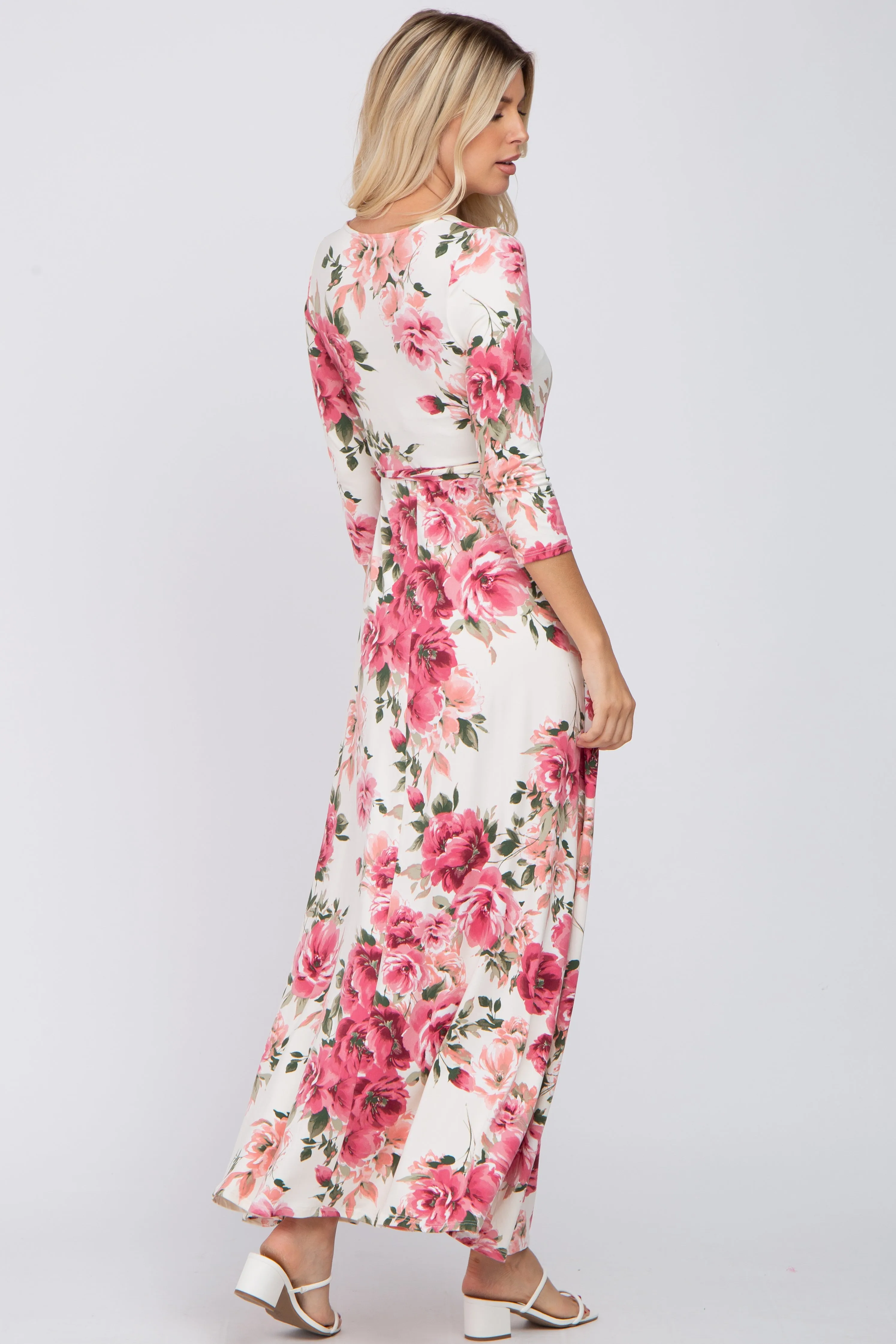 Cream Floral Wrap Maxi Dress sold by Pinkblush product image thumbnail 3