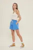 Blue Drawstring Fringe Hem Shorts sold by Pinkblush