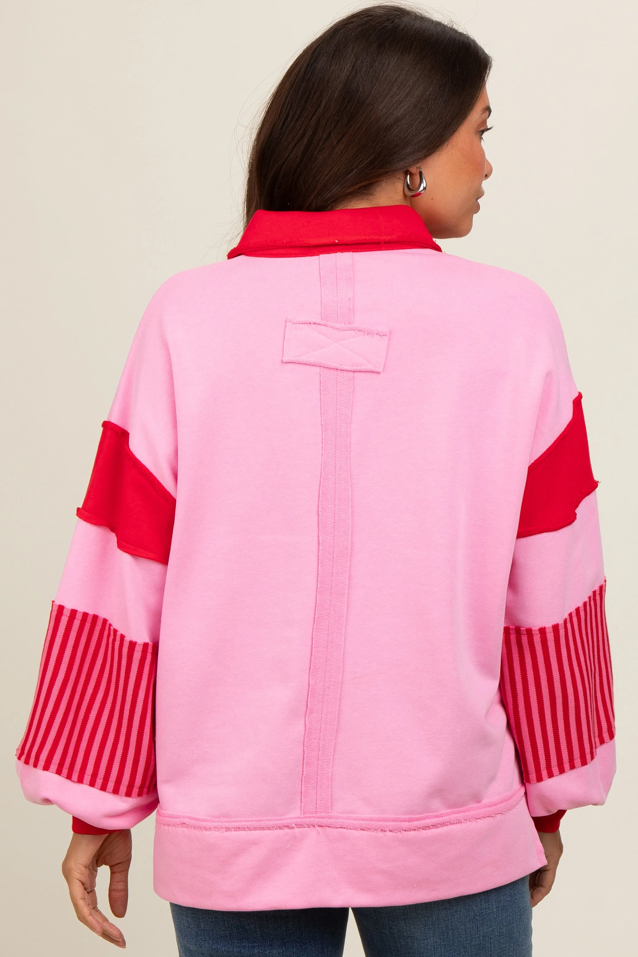 Pink Colorblock Striped Maternity Long Sleeve Top sold by Pinkblush product image thumbnail 4