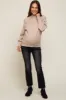 Beige Knit Long Sleeve Mock Neck Maternity Top sold by Pinkblush