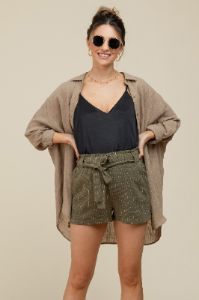 Mocha Lightweight Sheer Button Down Maternity Blouse sold by Pinkblush