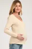 Beige Long Sleeve Maternity Shirt sold by Pinkblush