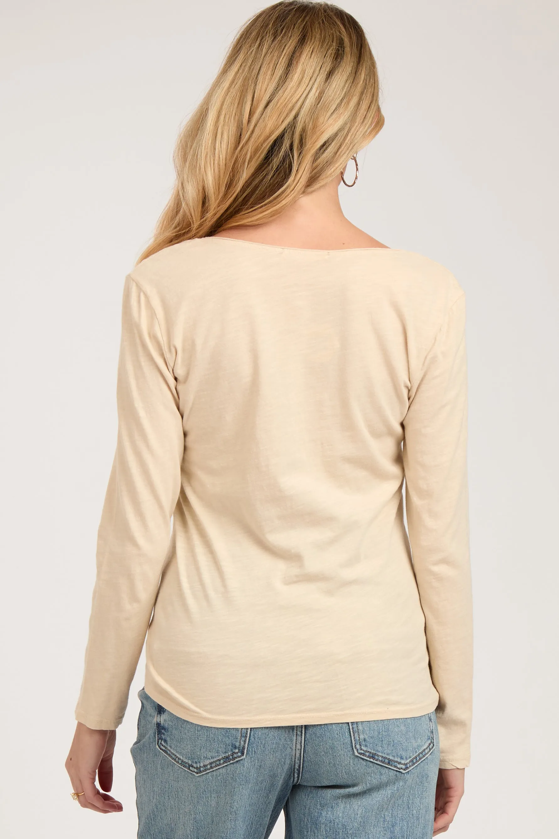 Beige Long Sleeve Maternity Shirt sold by Pinkblush product image thumbnail 4