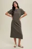 Charcoal Basic Side Slit Maternity Midi Dress sold by Pinkblush